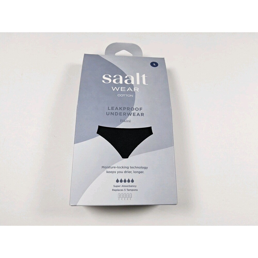 Saalt Leak Proof Period Underwear Super Absorbency Bikini Black Size L